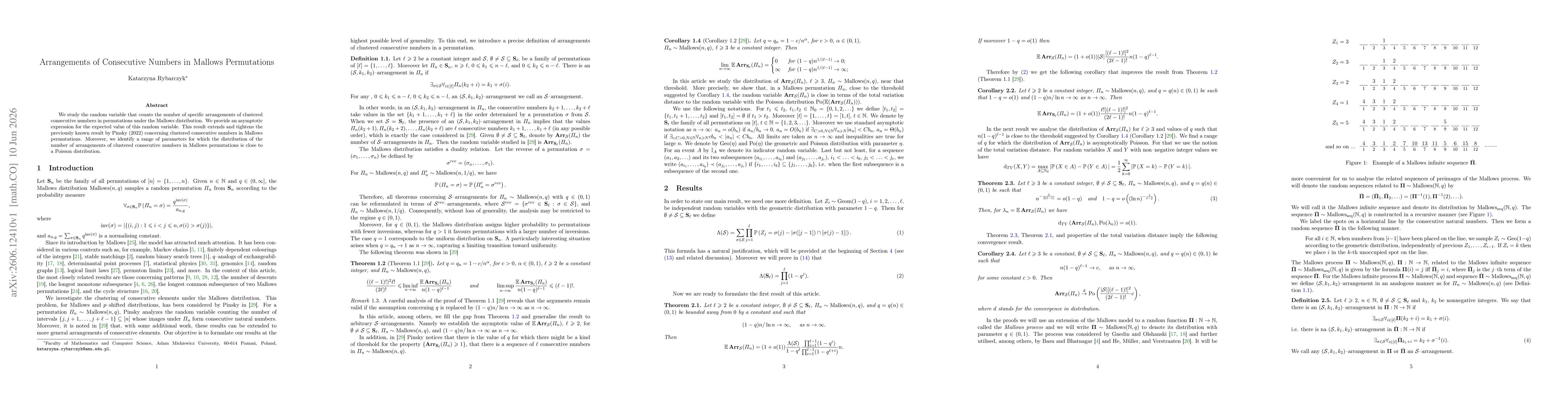 Thumbnail for Arrangements of Consecutive Numbers in Mallows Permutations