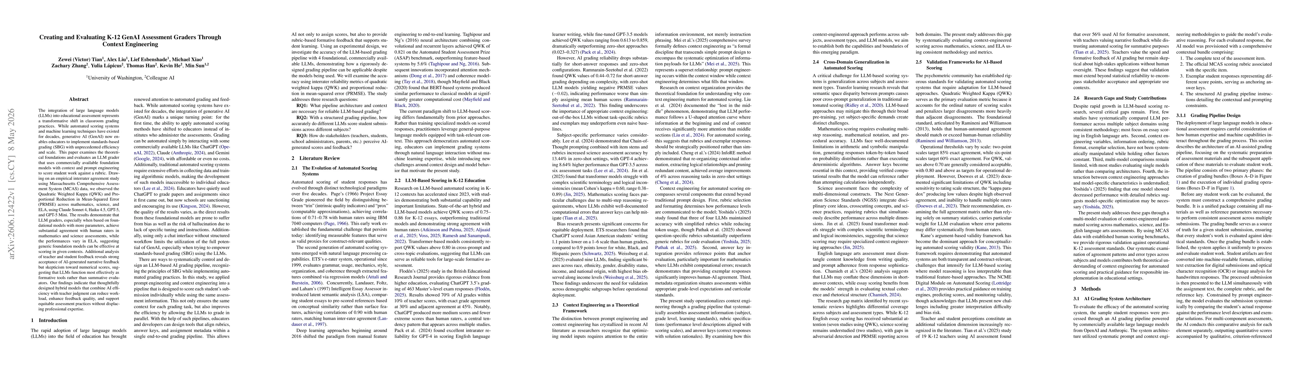 Thumbnail for Creating and Evaluating K-12 GenAI Assessment Graders Through Context Engineering
