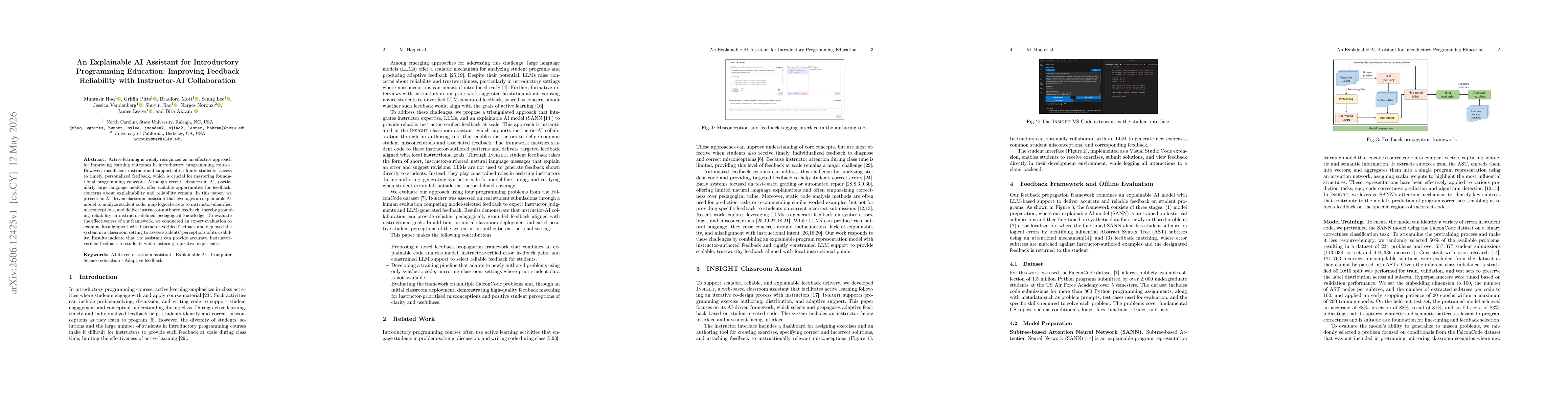 Thumbnail for An Explainable AI Assistant for Introductory Programming Education: Improving Feedback Reliability with Instructor-AI Collaboration