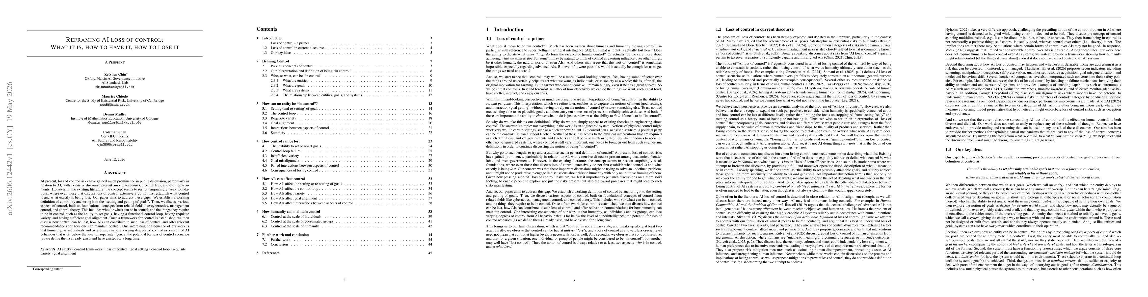 Thumbnail for Reframing AI Loss of Control: What Control Is, How to Have It, How to Lose It