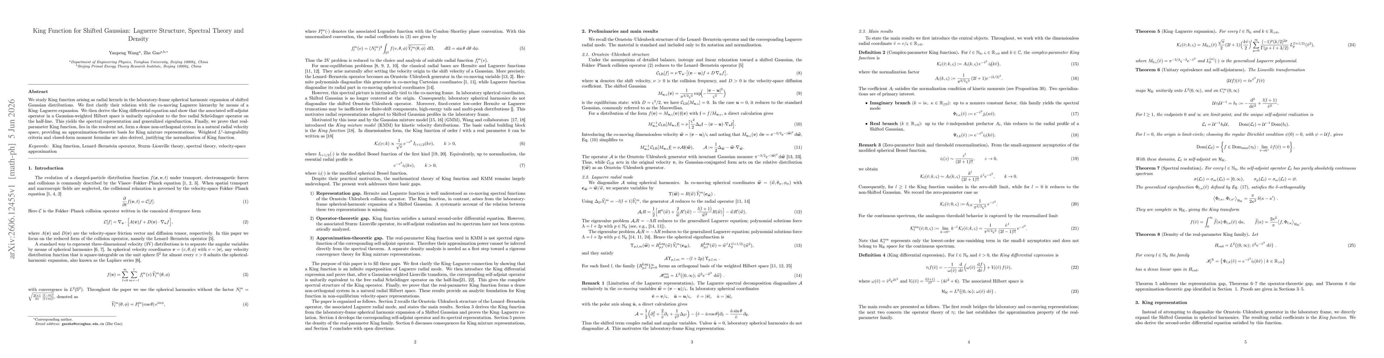 Thumbnail for King Function for Shifted Gaussian: Laguerre Structure, Spectral Theory and Density