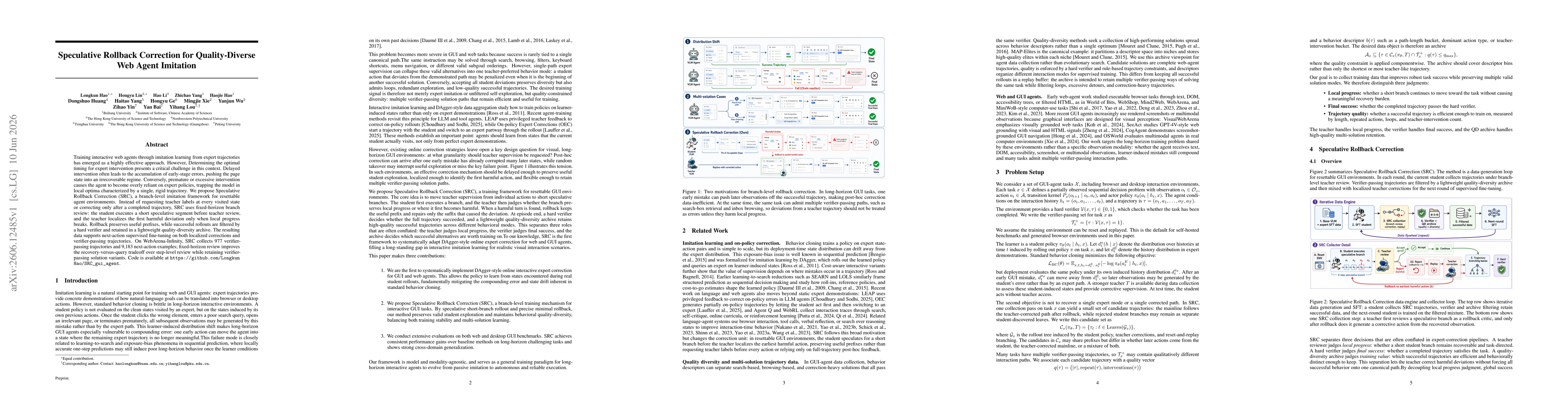 Thumbnail for Speculative Rollback Correction for Quality-Diverse Web Agent Imitation