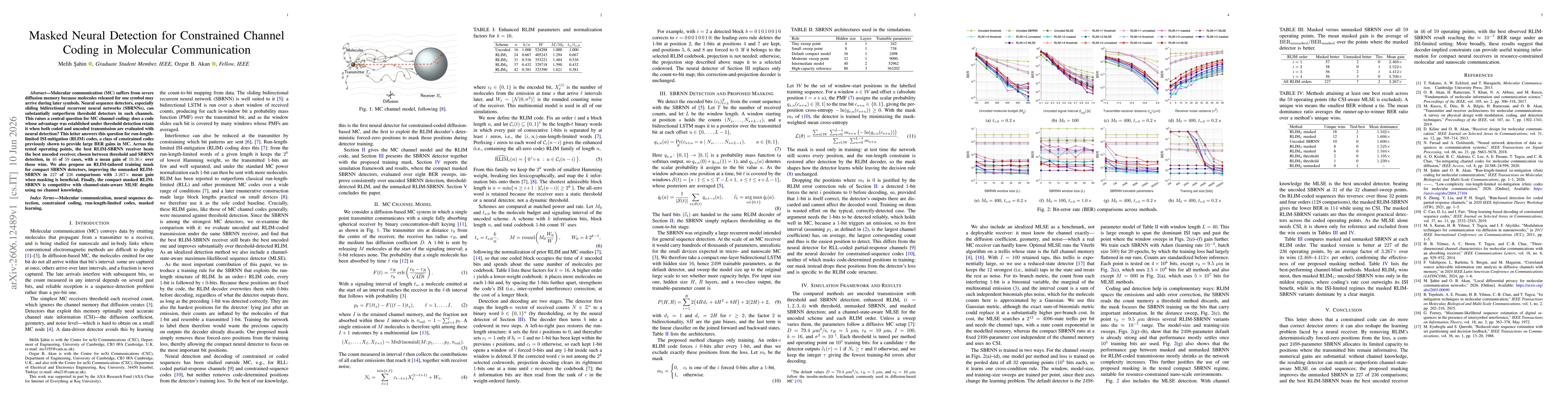 Thumbnail for Masked Neural Detection for Constrained Channel Coding in Molecular Communication