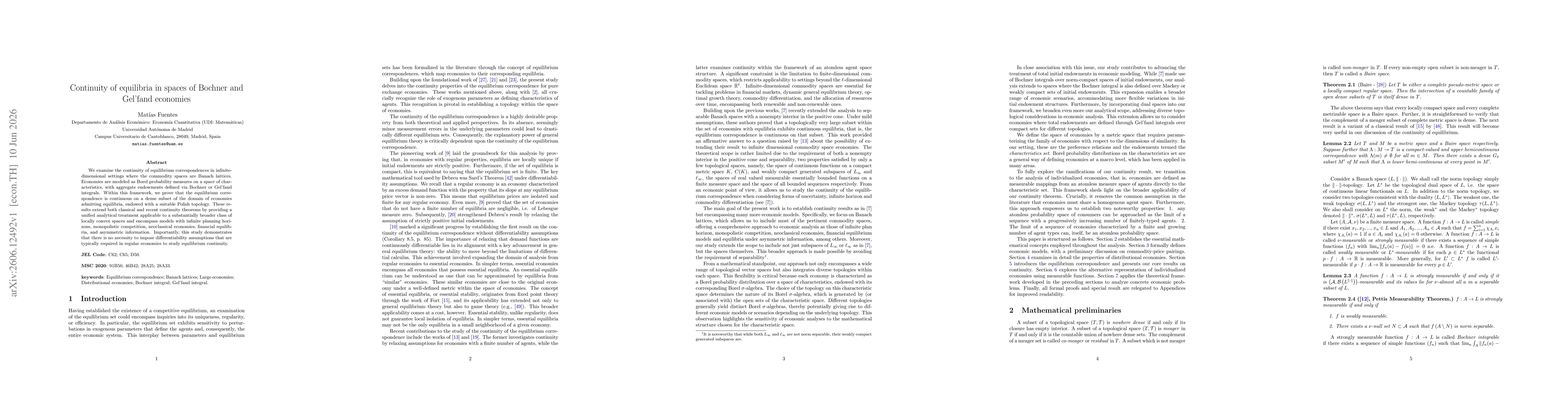 Thumbnail for Continuity of equilibria in spaces of Bochner and Gel'fand economies