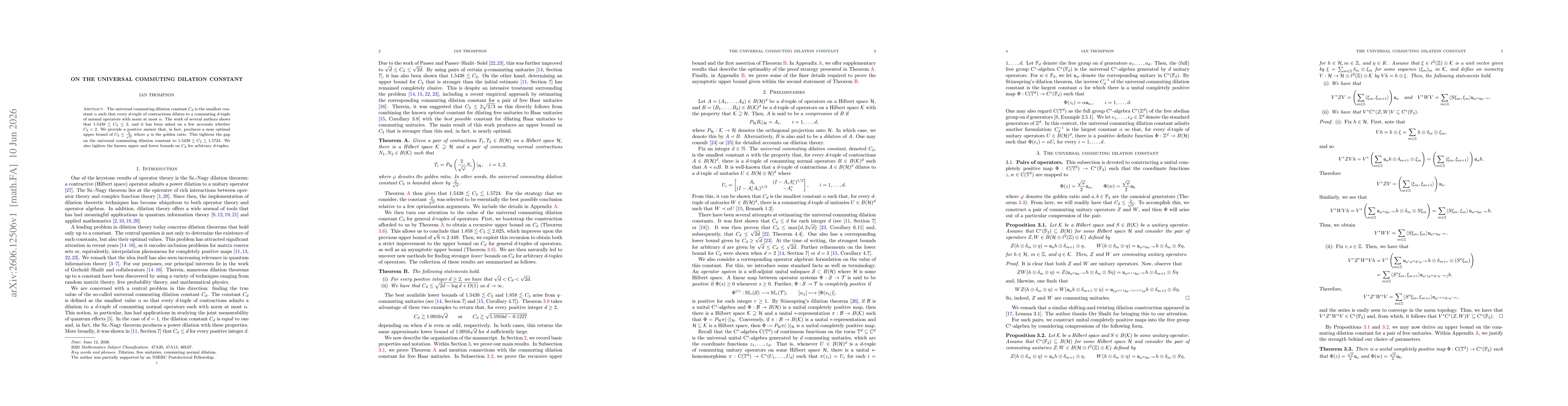 Thumbnail for On the universal commuting dilation constant