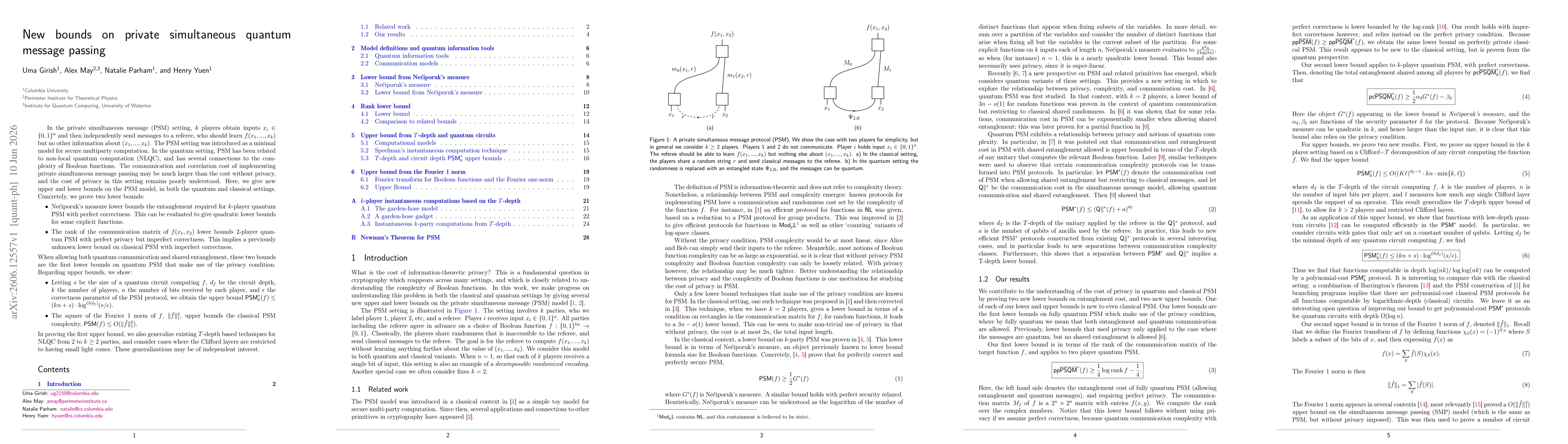 Thumbnail for New bounds on private simultaneous quantum message passing