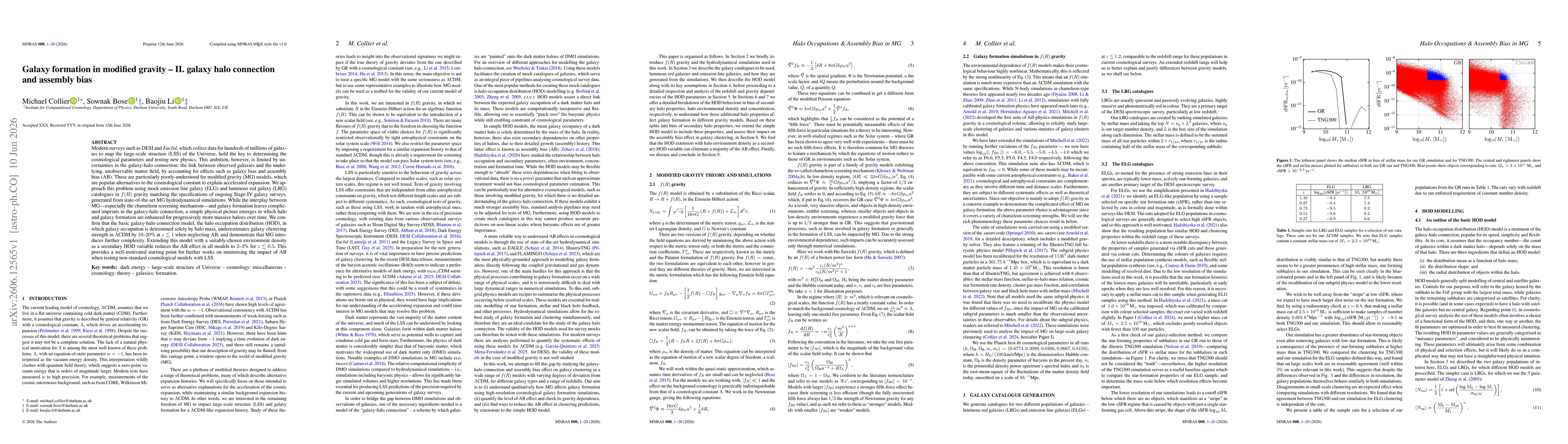 Thumbnail for Galaxy formation in modified gravity -- II. galaxy halo connection and assembly bias