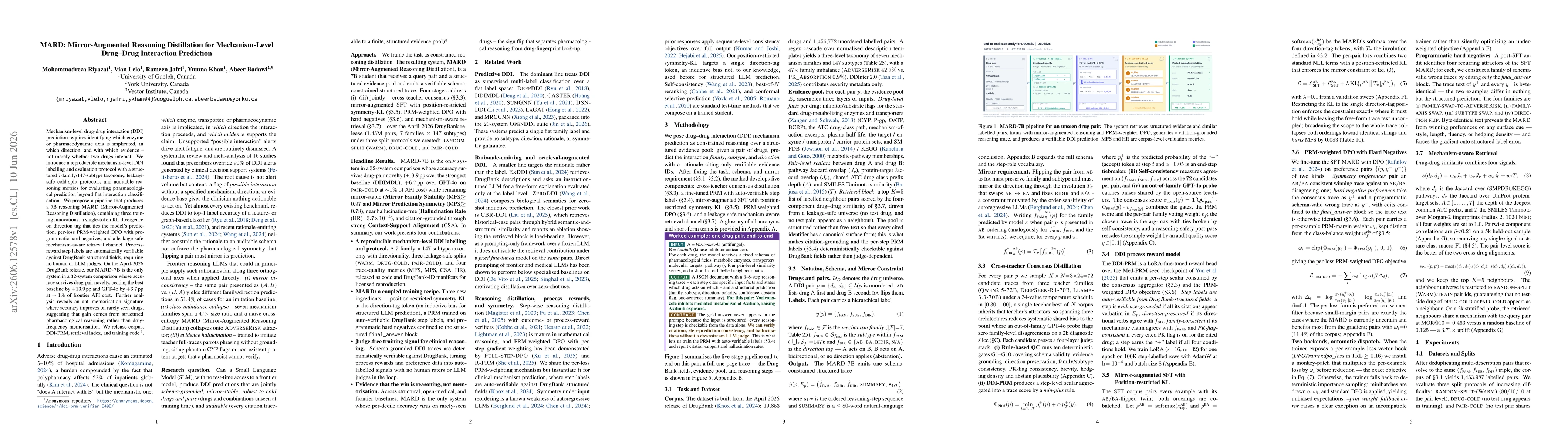 Thumbnail for MARD: Mirror-Augmented Reasoning Distillation for Mechanism-Level Drug-Drug Interaction Prediction
