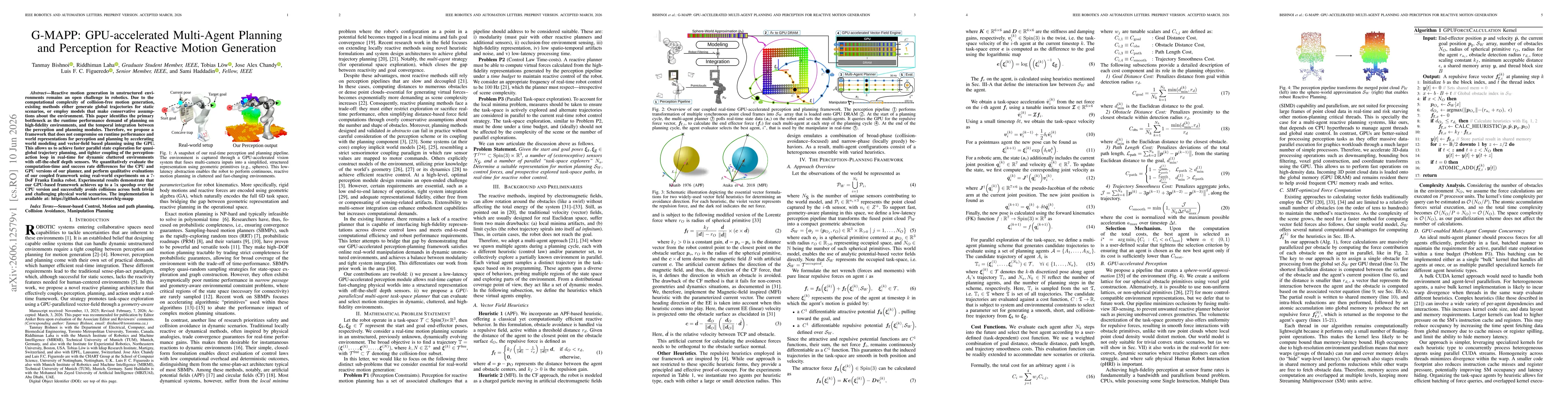 Thumbnail for G-MAPP: GPU-accelerated Multi-Agent Planning and Perception for Reactive Motion Generation