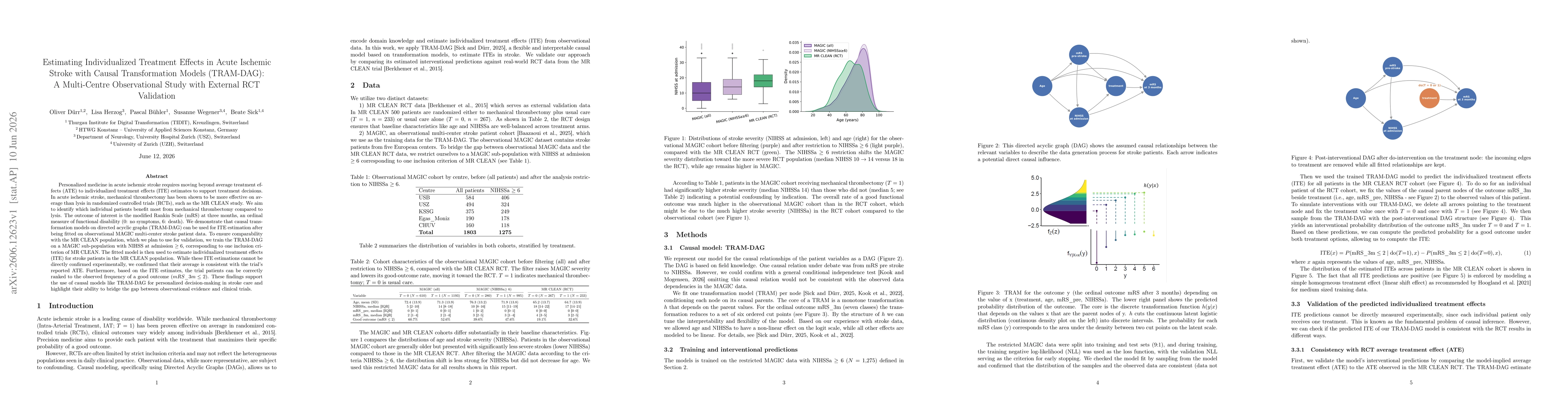 Thumbnail for Estimating Individualized Treatment Effects in Acute Ischemic Stroke with Causal Transformation Models (TRAM-DAG): A Multi-Centre Observational Study with External RCT Validation