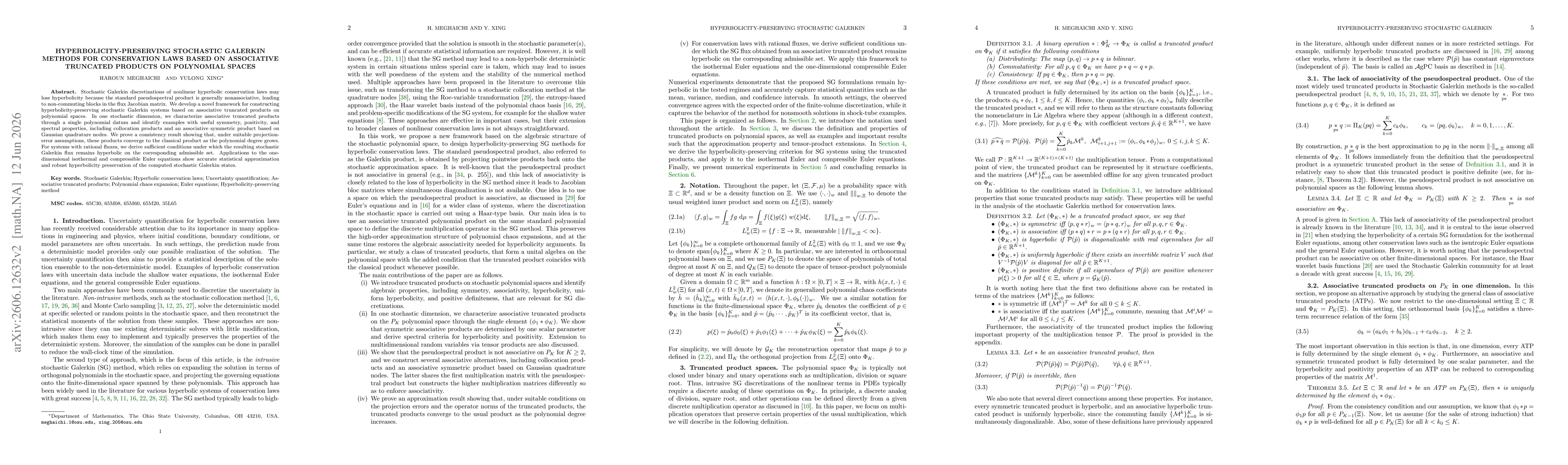 Thumbnail for Hyperbolicity-Preserving Stochastic Galerkin Methods for Conservation Laws Based on Associative Truncated Products on Polynomial Spaces