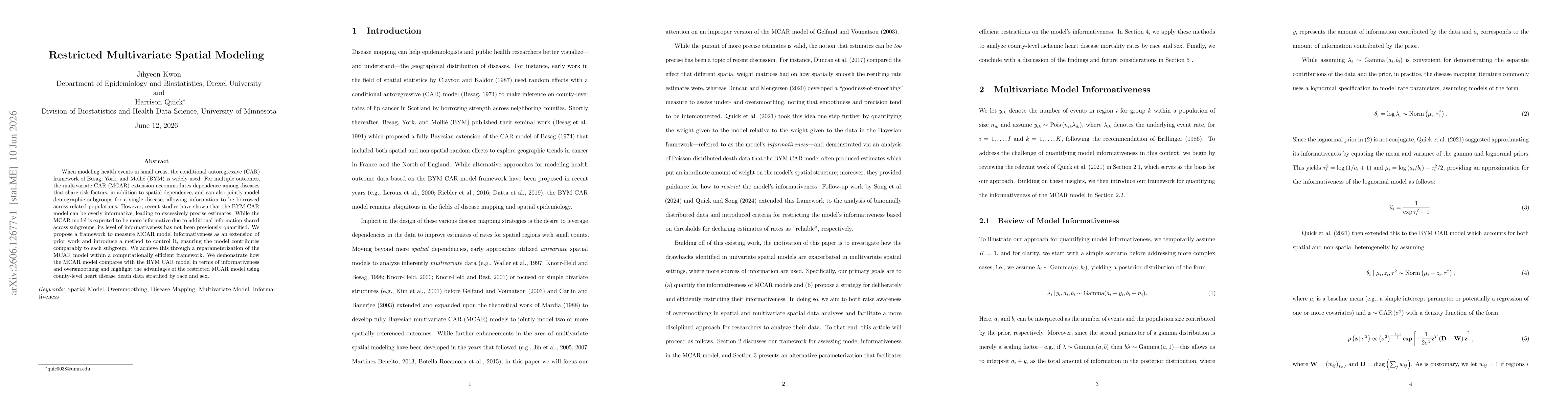 Thumbnail for Restricted Multivariate Spatial Modeling