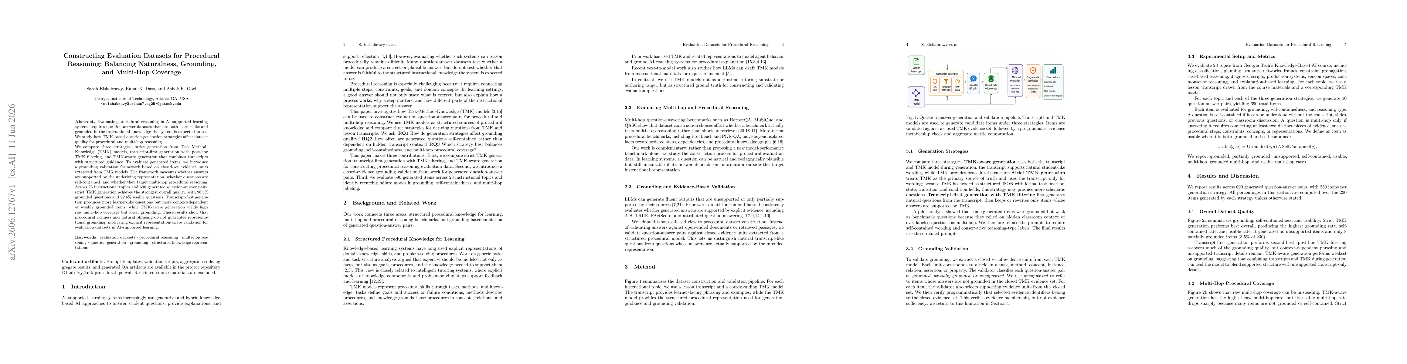 Thumbnail for Constructing Evaluation Datasets for Procedural Reasoning: Balancing Naturalness, Grounding, and Multi-Hop Coverage