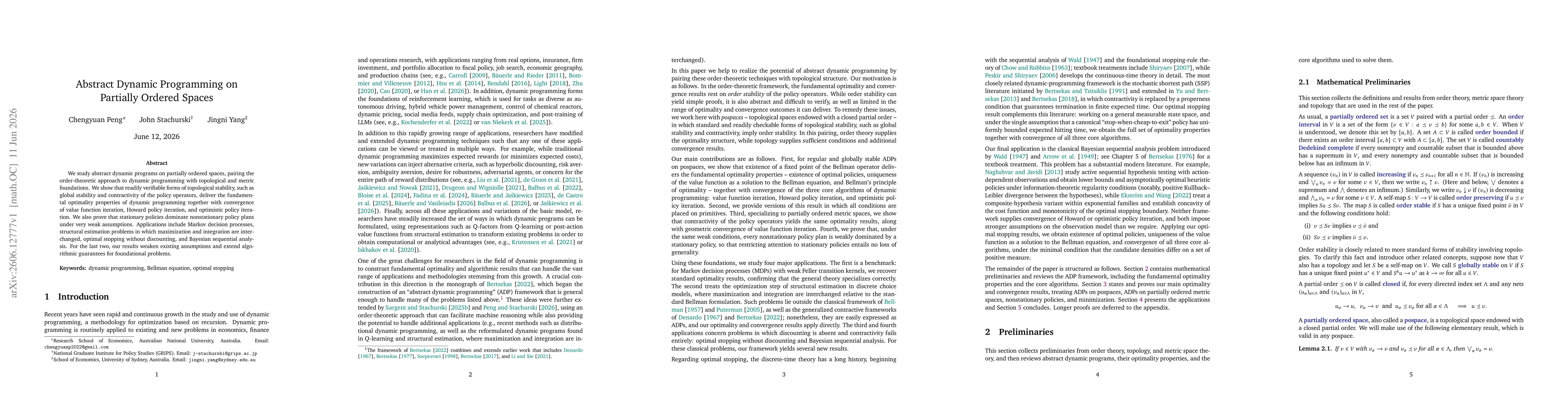 Thumbnail for Abstract Dynamic Programming on Partially Ordered Spaces