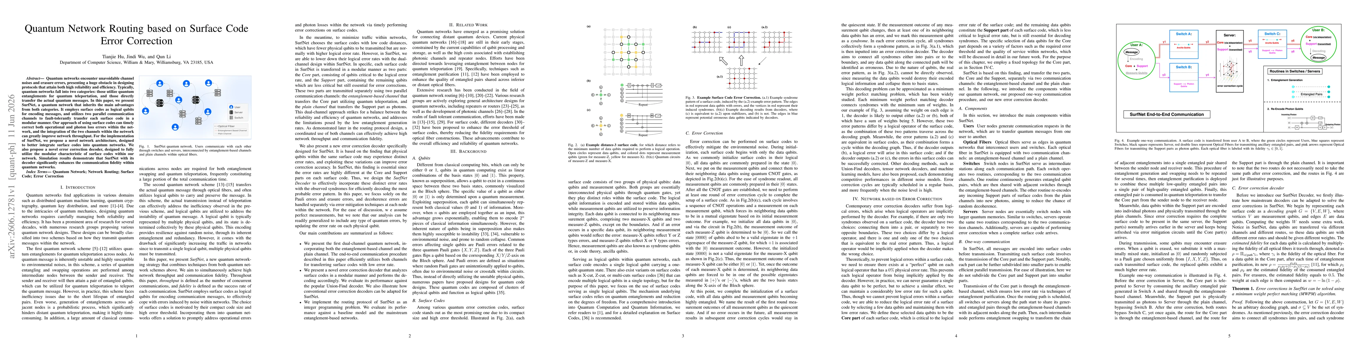 Thumbnail for Quantum Network Routing based on Surface Code Error Correction