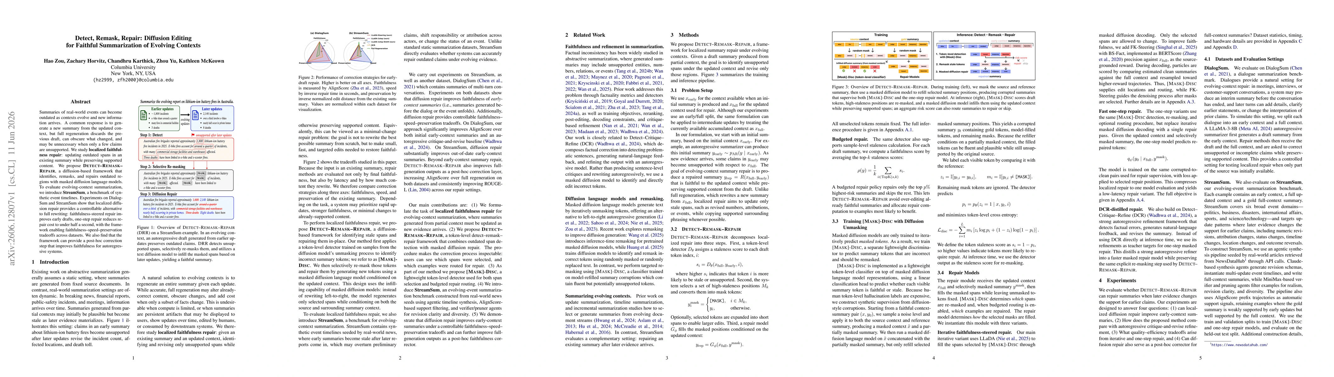 Thumbnail for Detect, Remask, Repair: Diffusion Editing for Faithful Summarization of Evolving Contexts