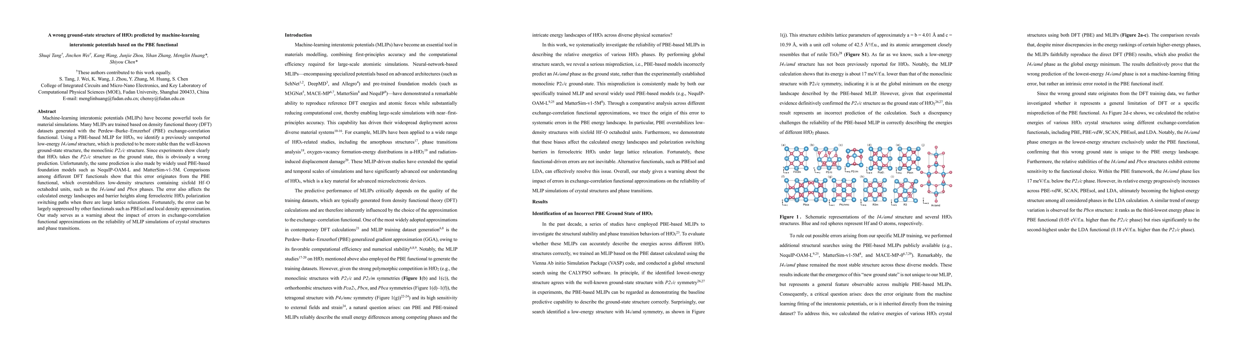 Thumbnail for A wrong ground-state structure of HfO$_2$ predicted by machine-learning interatomic potentials based on the PBE functional