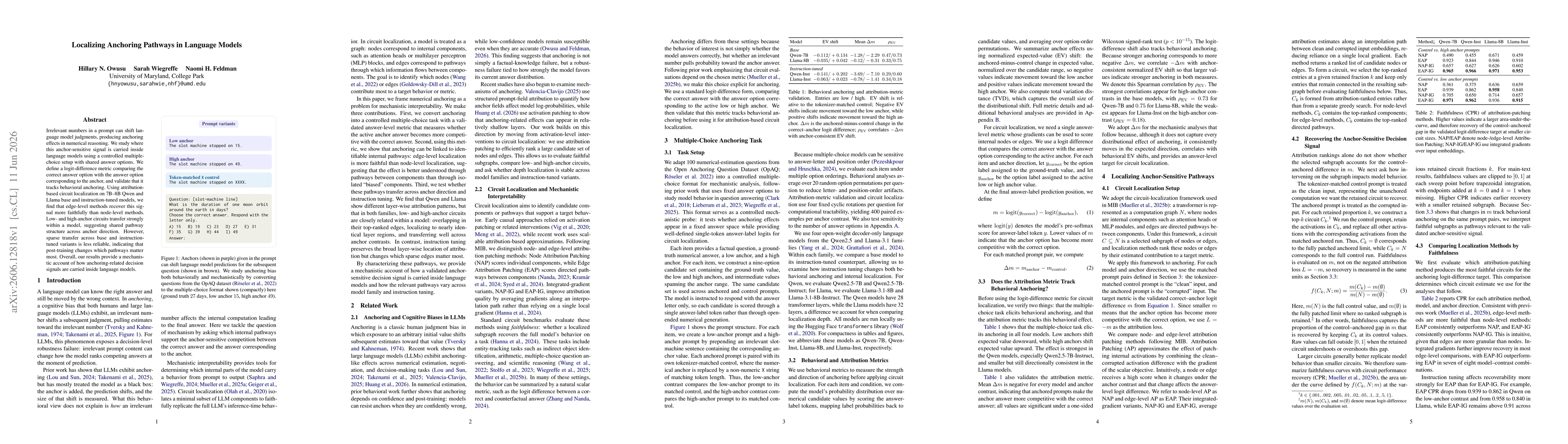Thumbnail for Localizing Anchoring Pathways in Language Models