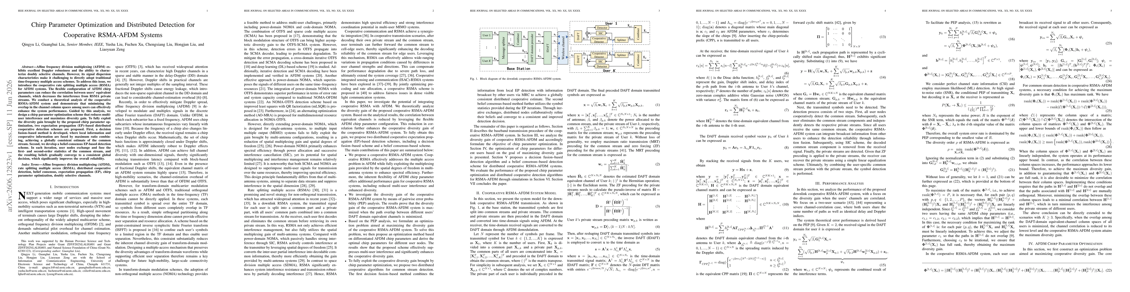 Thumbnail for Chirp Parameter Optimization and Distributed Detection for Cooperative RSMA-AFDM Systems