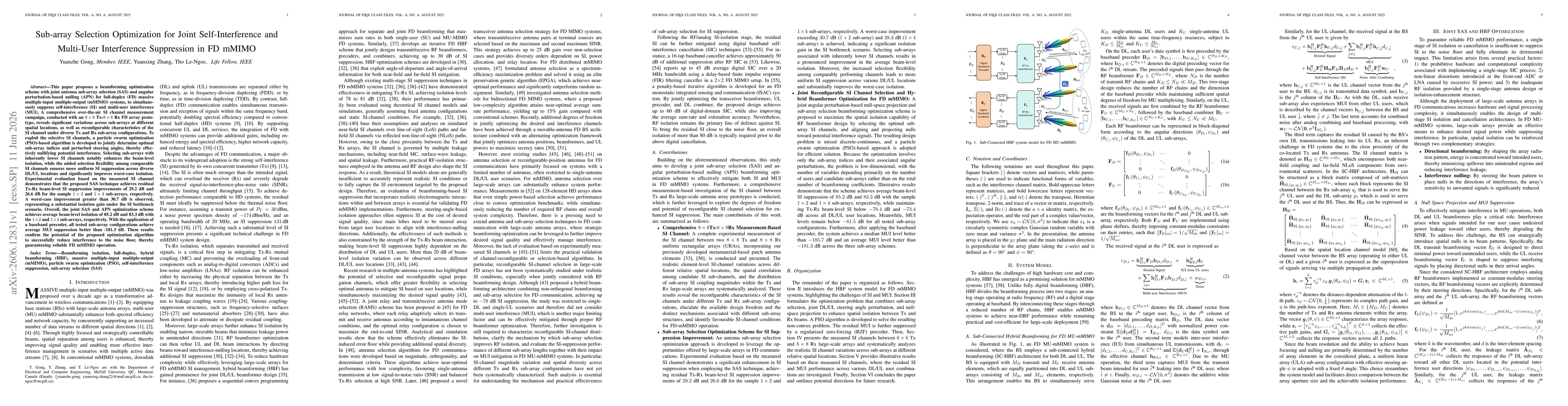 Thumbnail for Sub-array Selection Optimization for Joint Self-Interference and Multi-User Interference Suppression in FD mMIMO