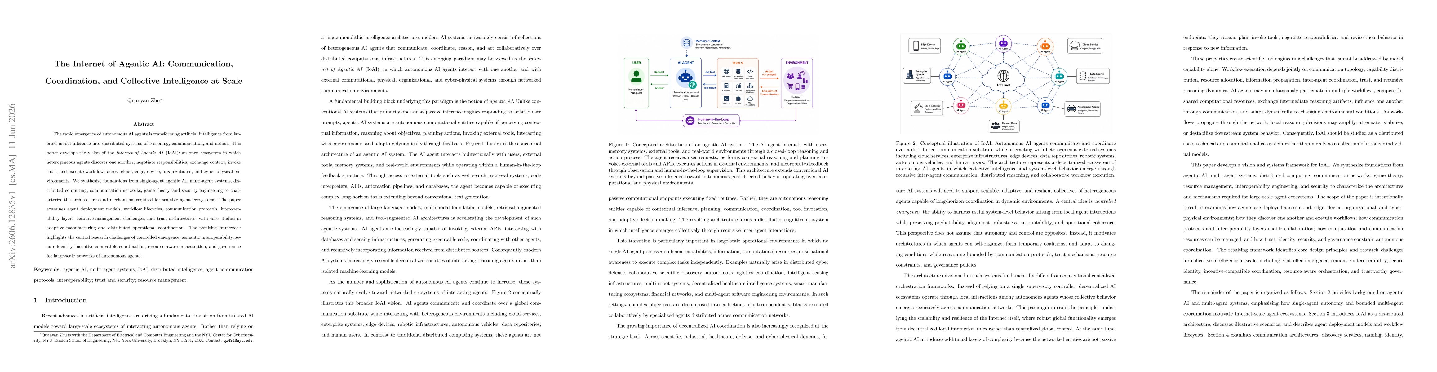 Thumbnail for The Internet of Agentic AI: Communication, Coordination, and Collective Intelligence at Scale