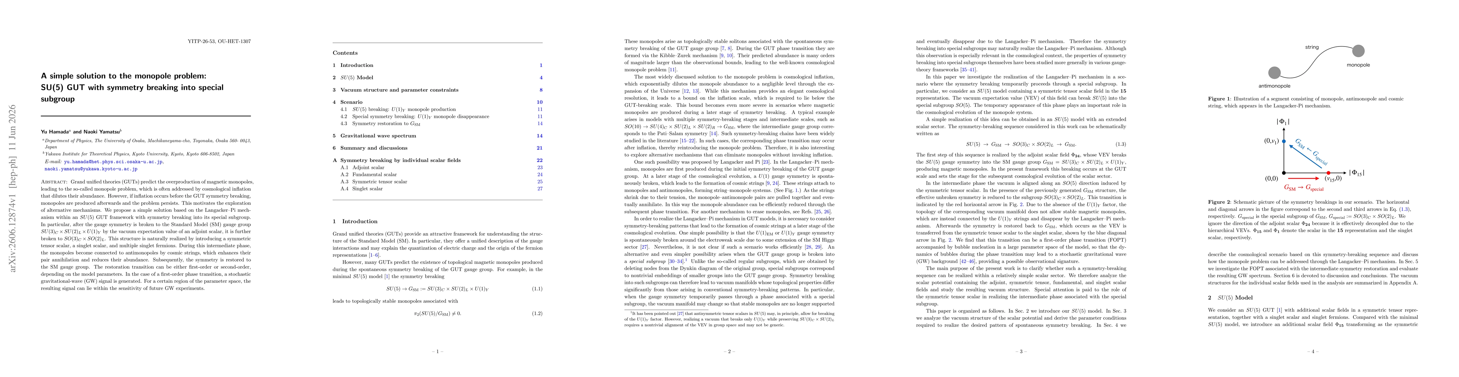 Thumbnail for A simple solution to the monopole problem: SU(5) GUT with symmetry breaking into special subgroup