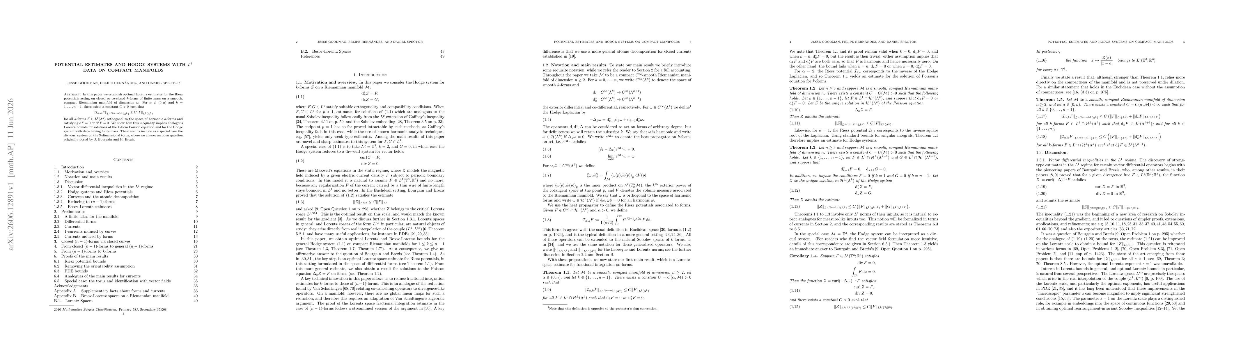 Thumbnail for Potential Estimates and Hodge Systems with $L^1$ data on compact manifolds