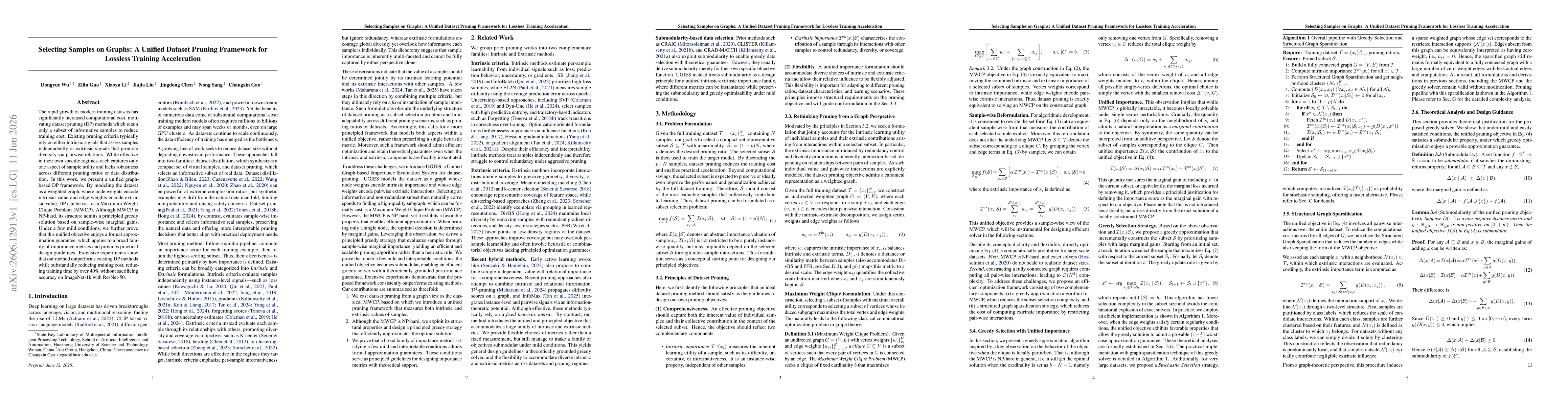 Thumbnail for Selecting Samples on Graphs: A Unified Dataset Pruning Framework for Lossless Training Acceleration
