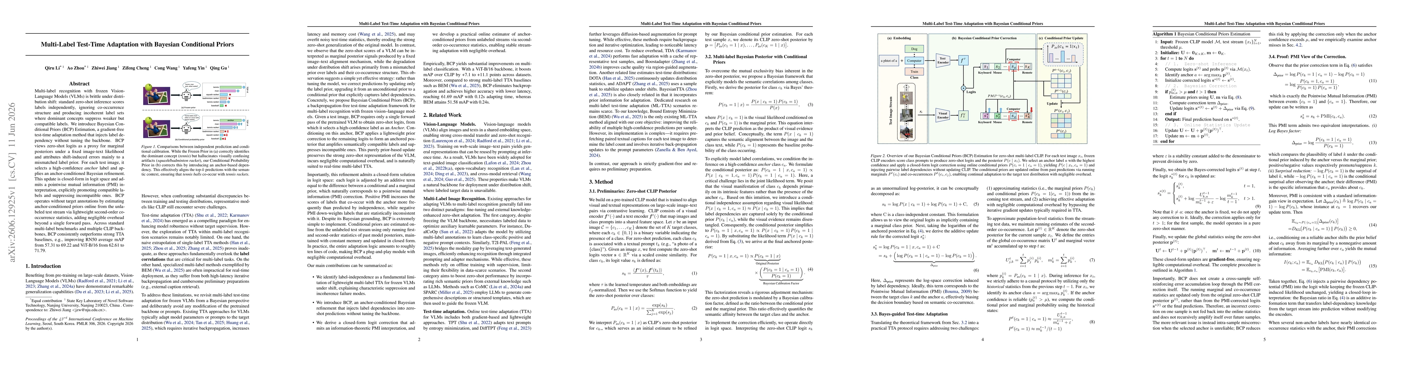 Thumbnail for Multi-Label Test-Time Adaptation with Bayesian Conditional Priors