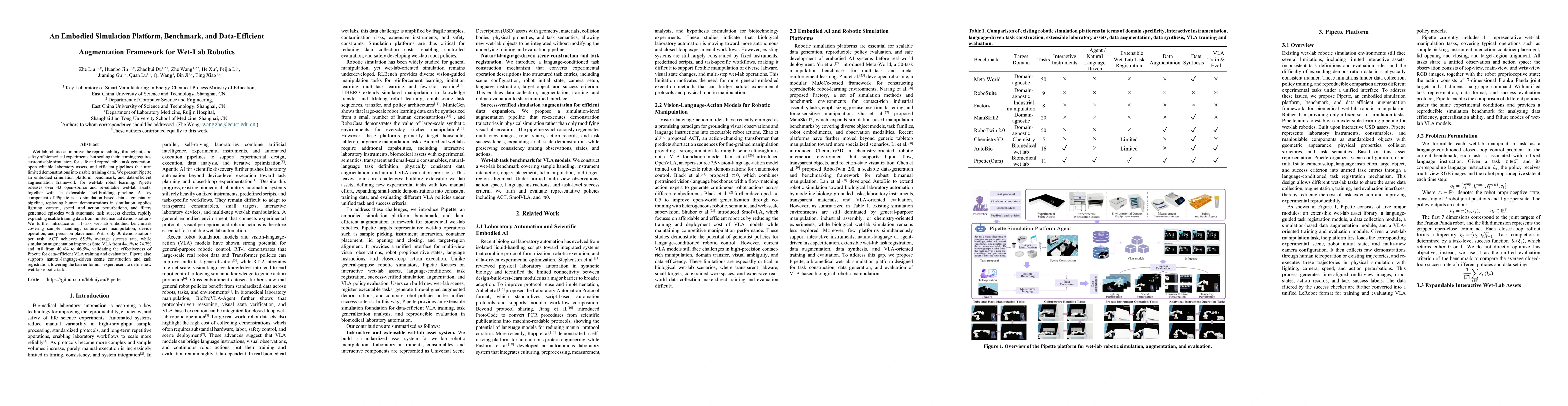 Thumbnail for An Embodied Simulation Platform, Benchmark, and Data-Efficient Augmentation Framework for Wet-Lab Robotics