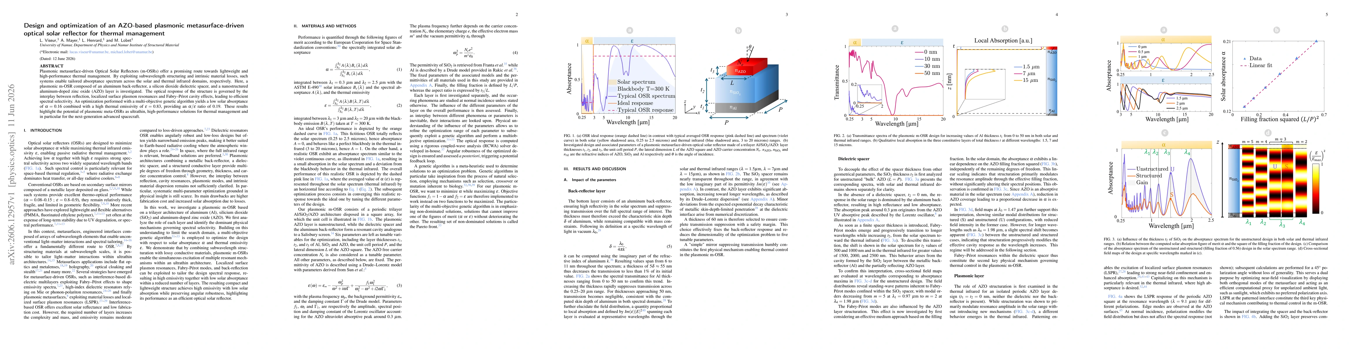Thumbnail for Design and optimization of an AZO-based plasmonic metasurface-driven optical solar reflector for thermal management