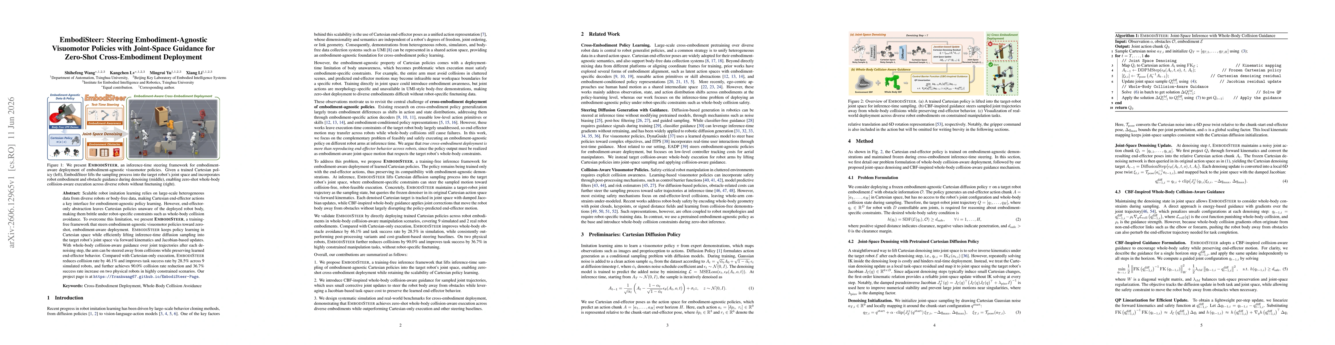 Thumbnail for EmbodiSteer: Steering Embodiment-Agnostic Visuomotor Policies with Joint-Space Guidance for Zero-Shot Cross-Embodiment Deployment