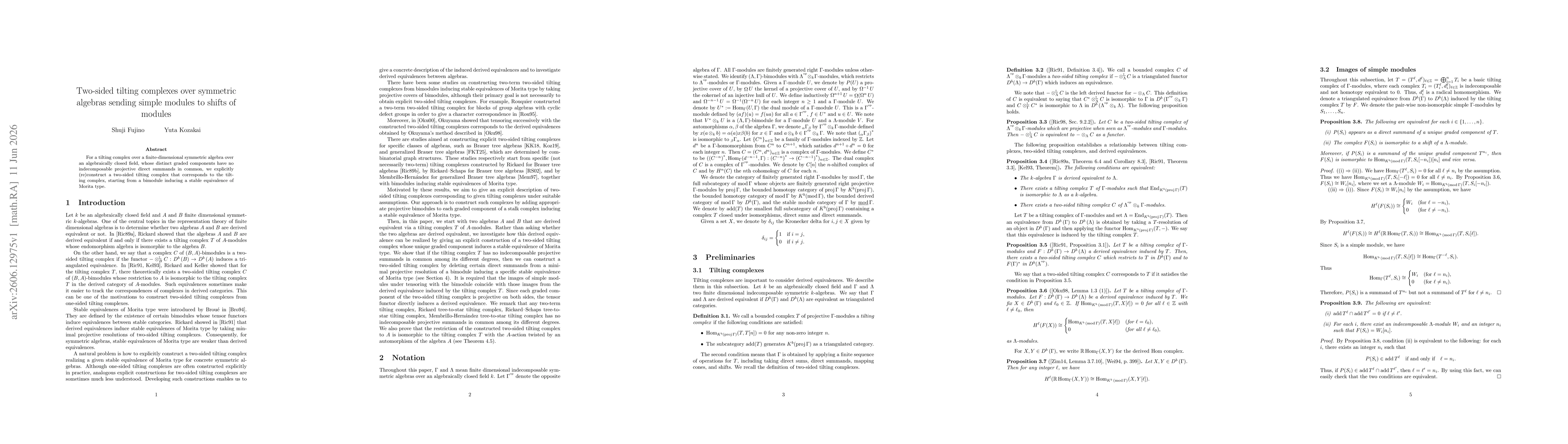 Thumbnail for Two-sided tilting complexes over symmetric algebras sending simple modules to shifts of modules