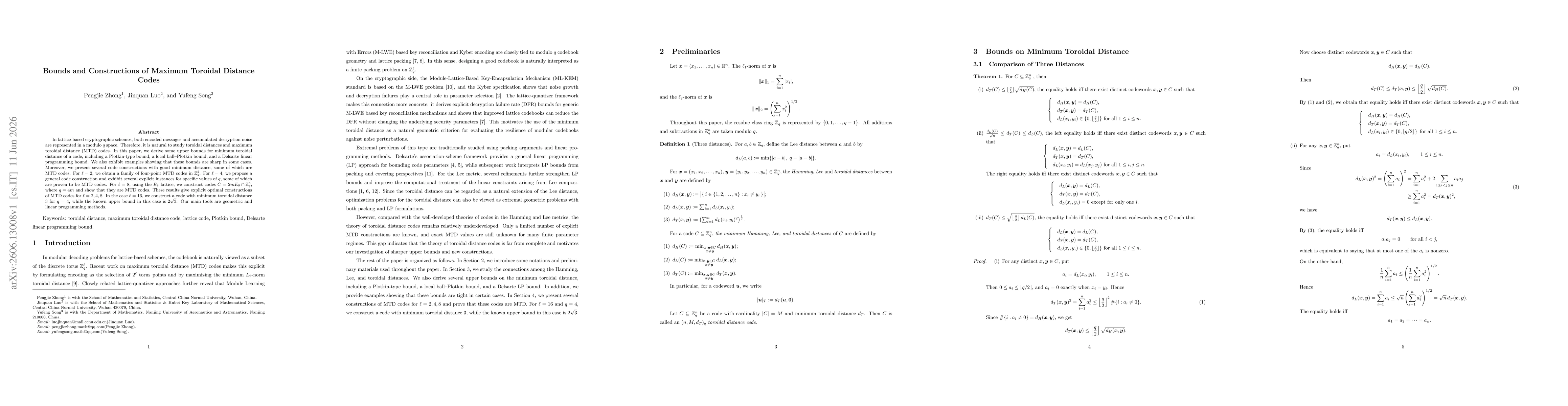 Thumbnail for Bounds and Constructions of Maximum Toroidal Distance Codes