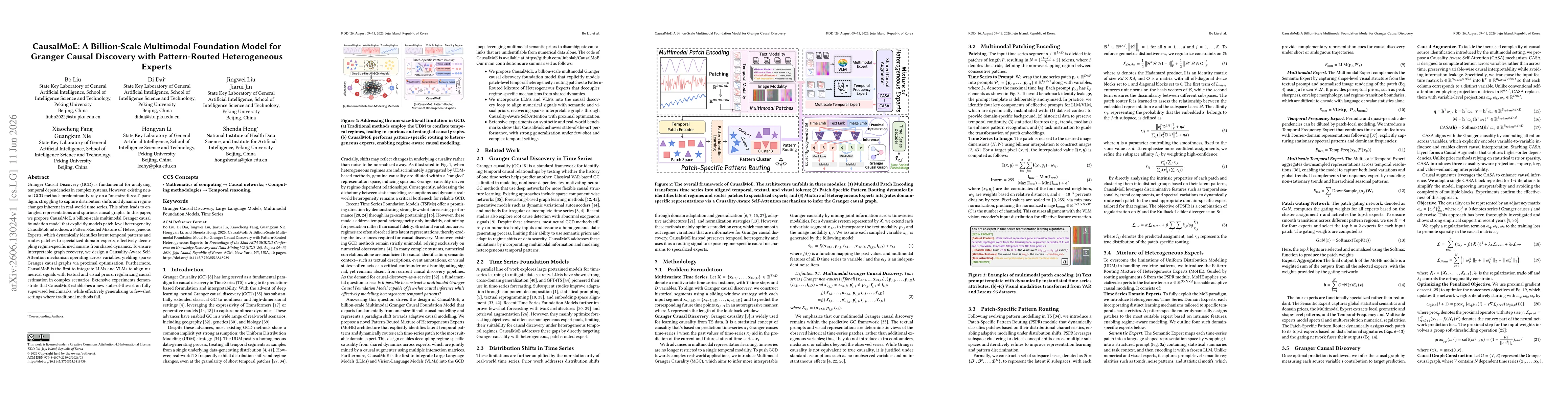Thumbnail for CausalMoE: A Billion-Scale Multimodal Foundation Model for Granger Causal Discovery with Pattern-Routed Heterogeneous Experts