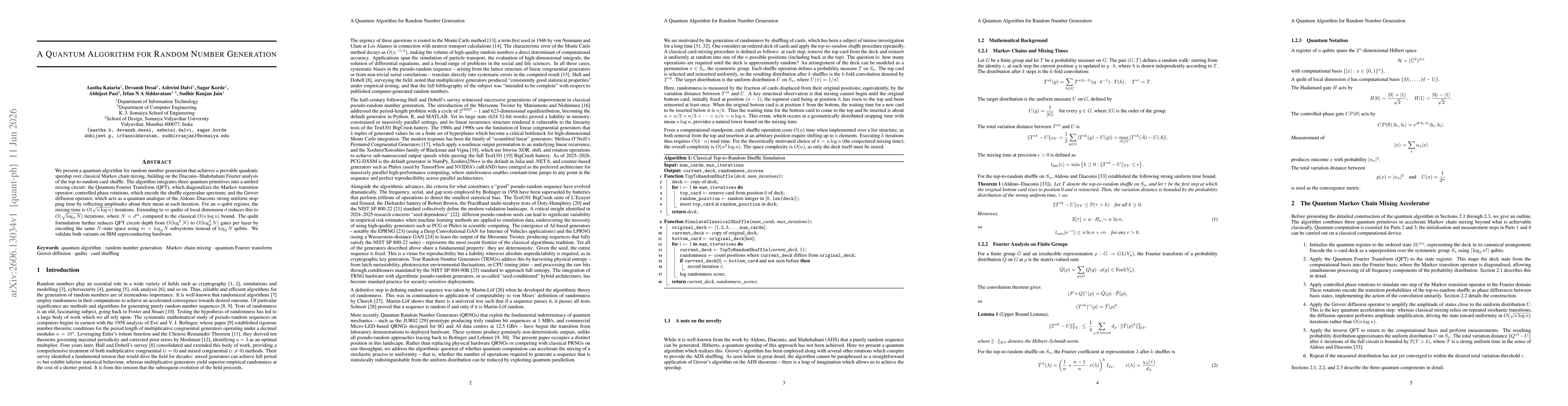 Thumbnail for A Quantum Algorithm for Random Number Generation