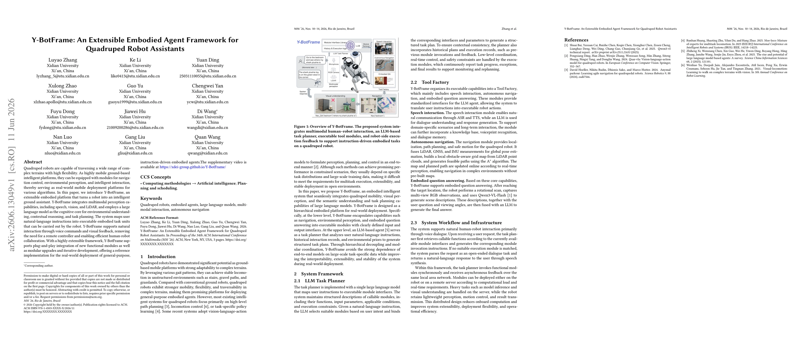 Thumbnail for Y-BotFrame: An Extensible Embodied Agent Framework for Quadruped Robot Assistants
