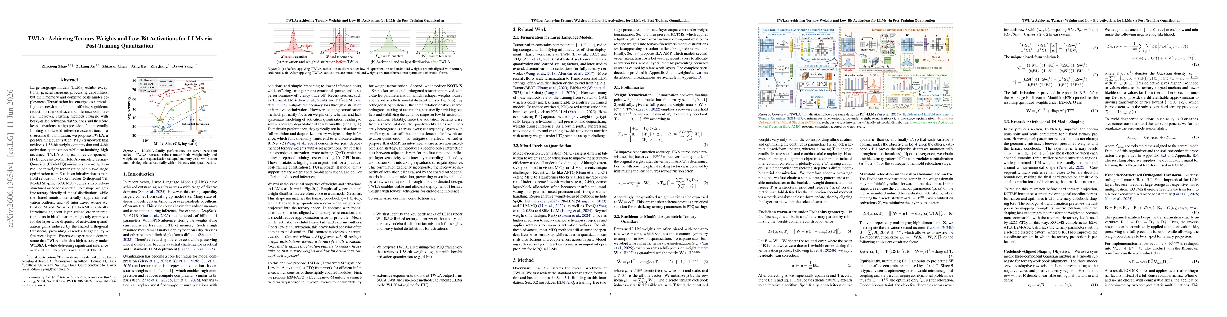 Thumbnail for TWLA: Achieving Ternary Weights and Low-Bit Activations for LLMs via Post-Training Quantization