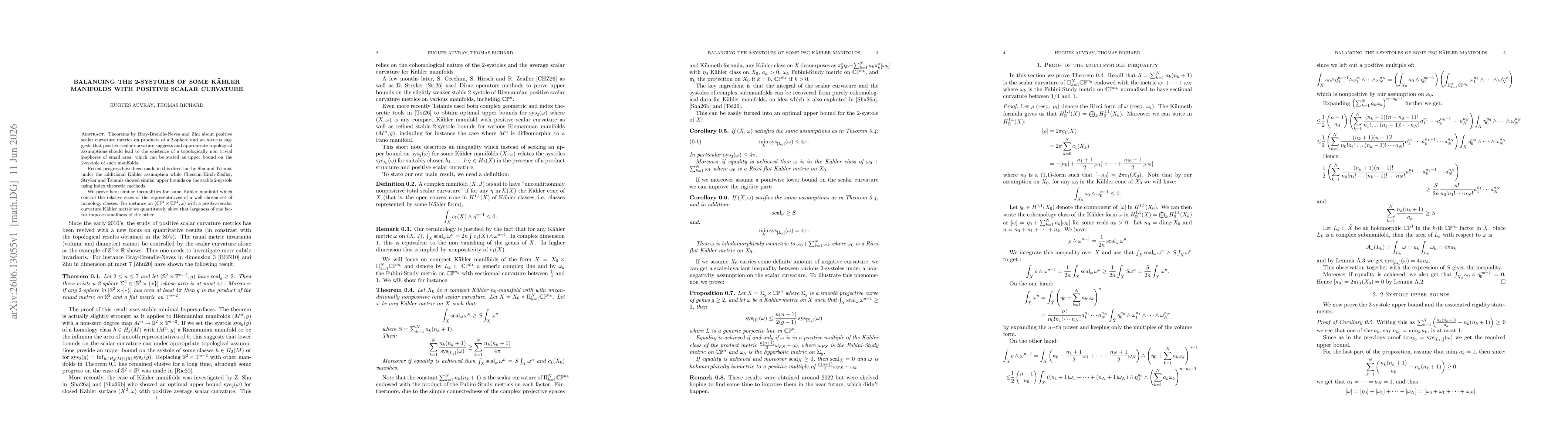 Thumbnail for Balancing The 2-Systoles Of Some K{ä}hler Manifolds With Positive Scalar Curvature
