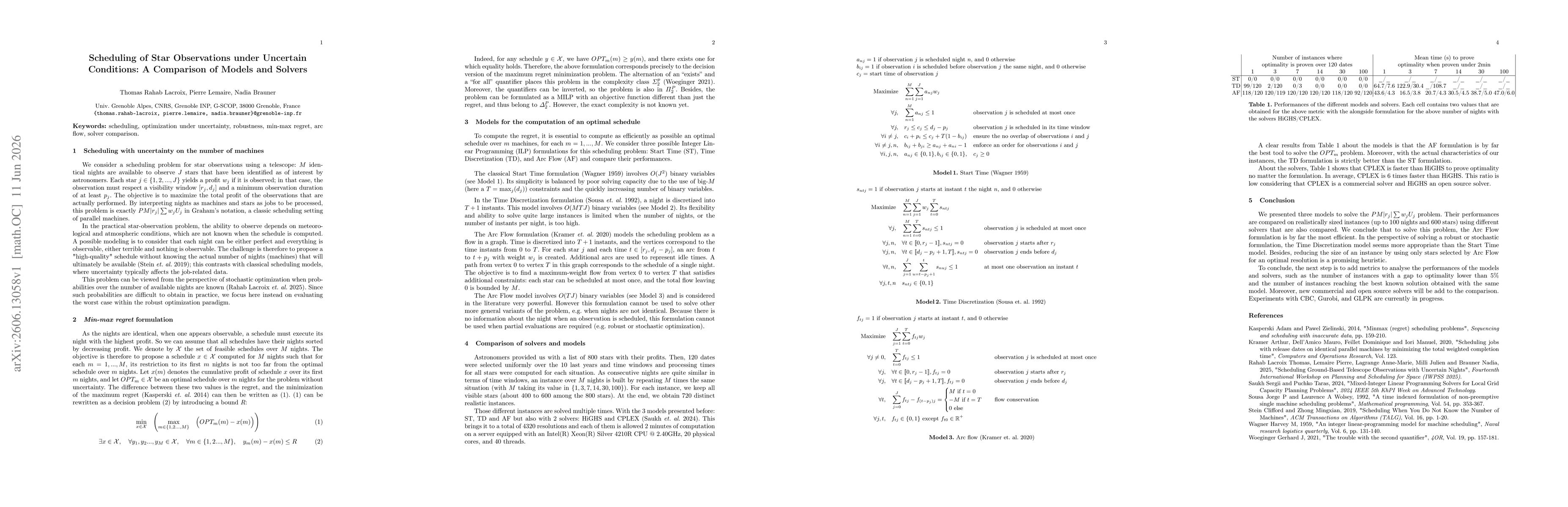 Thumbnail for Scheduling of Star Observations under Uncertain Conditions: A Comparison of Models and Solvers