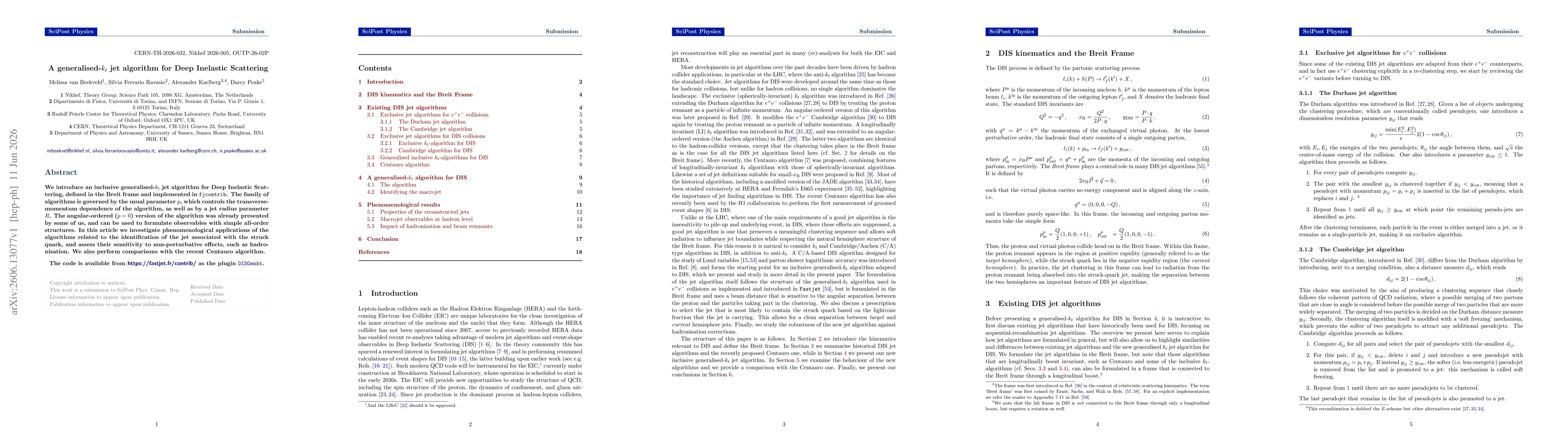 Thumbnail for A generalised-$k_t$ jet algorithm for Deep Inelastic Scattering