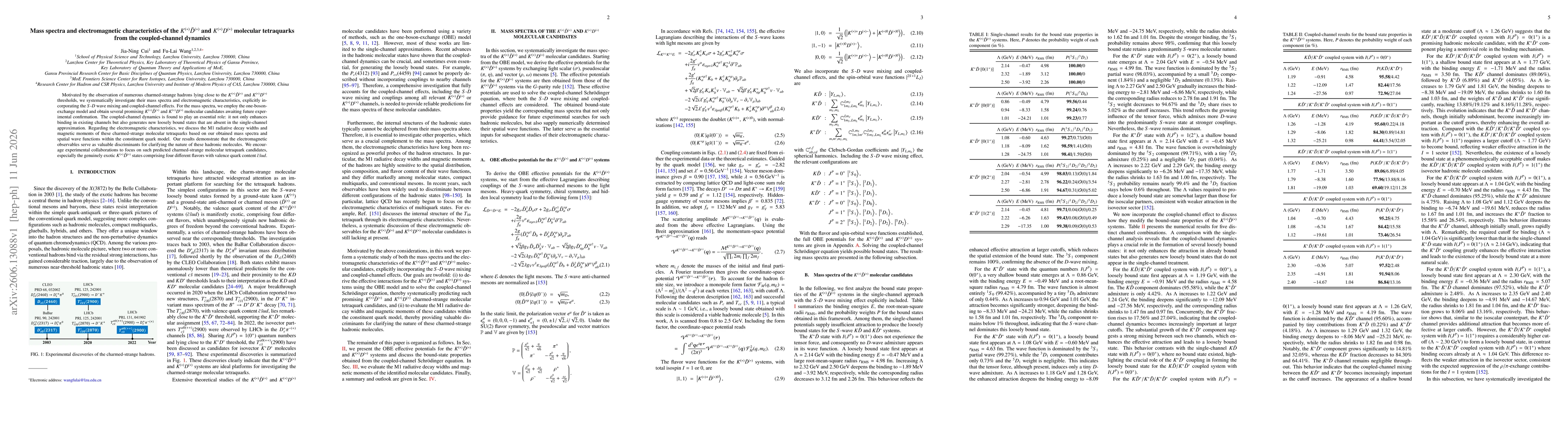 Thumbnail for Mass spectra and electromagnetic characteristics of the $K^{(*)}\bar D^{(*)}$ and $K^{(*)}{D}^{(*)}$ molecular tetraquarks from the coupled-channel dynamics