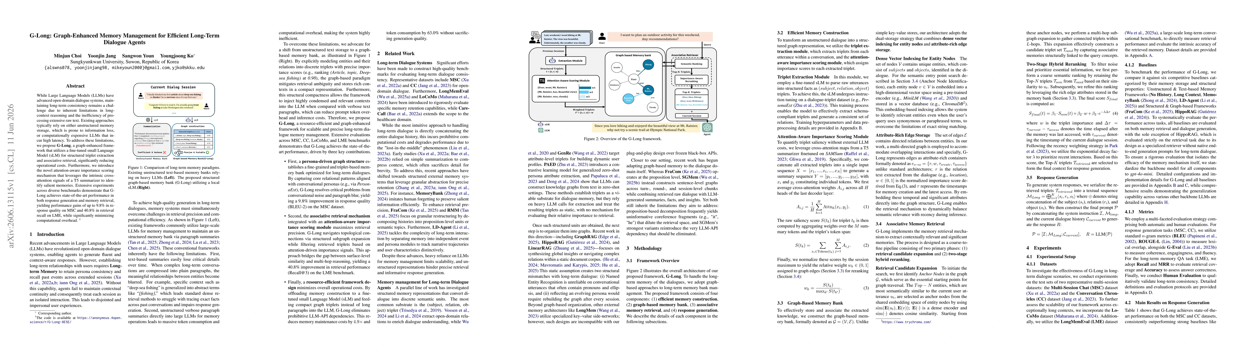 Thumbnail for G-Long: Graph-Enhanced Memory Management for Efficient Long-Term Dialogue Agents