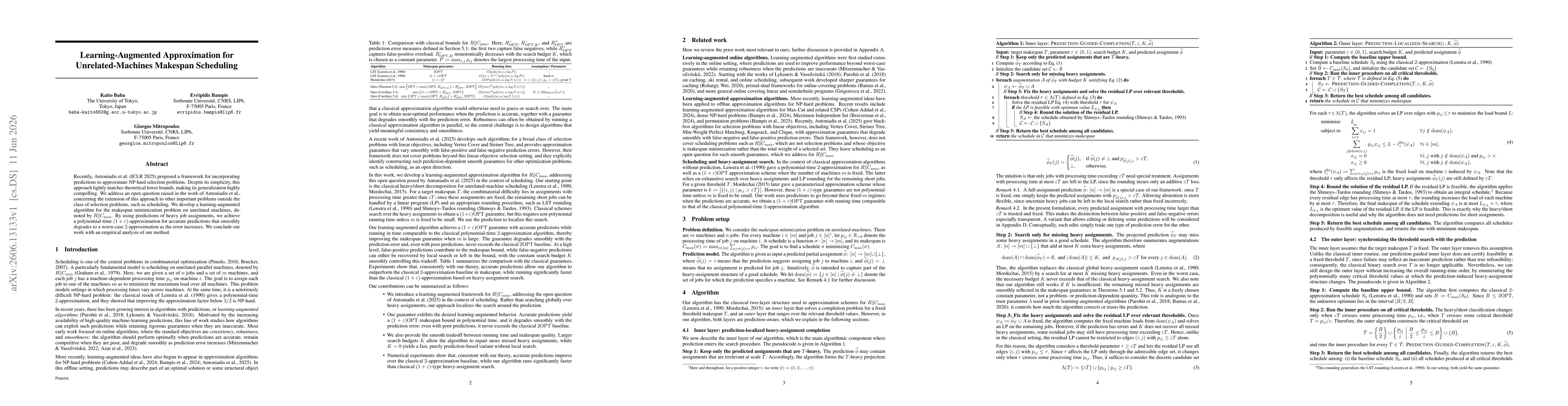 Thumbnail for Learning-Augmented Approximation for Unrelated-Machines Makespan Scheduling