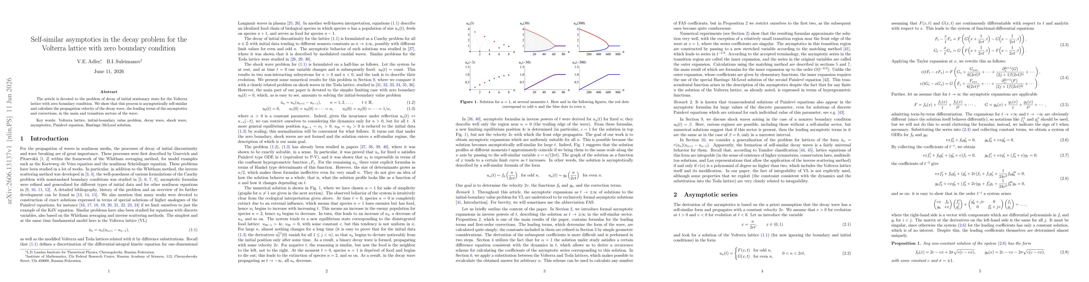 Thumbnail for Self-similar asymptotics in the decay problem for the Volterra lattice with zero boundary condition