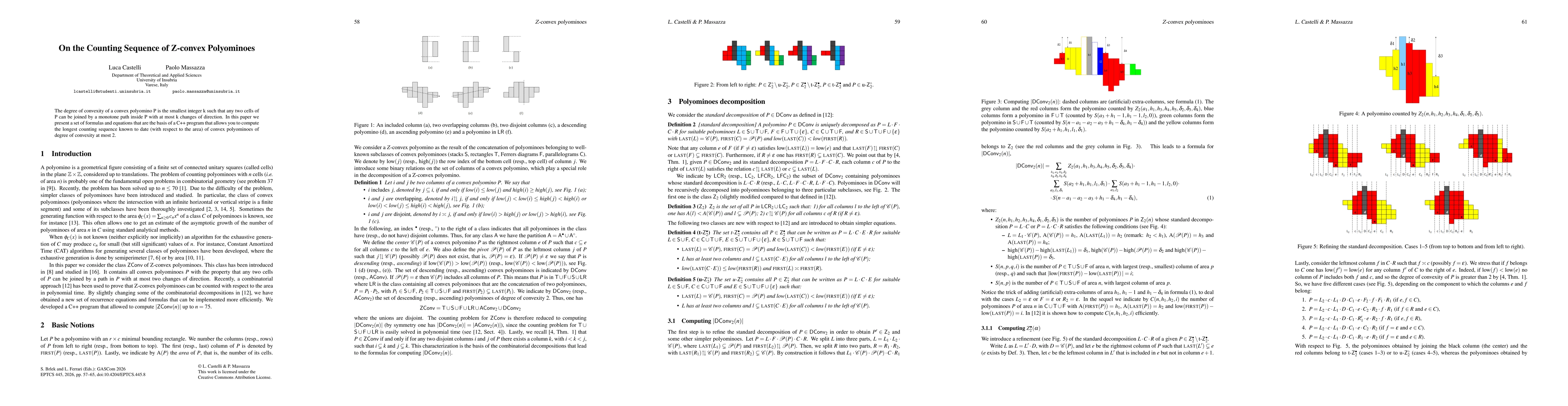 Thumbnail for On the Counting Sequence of Z-convex Polyominoes