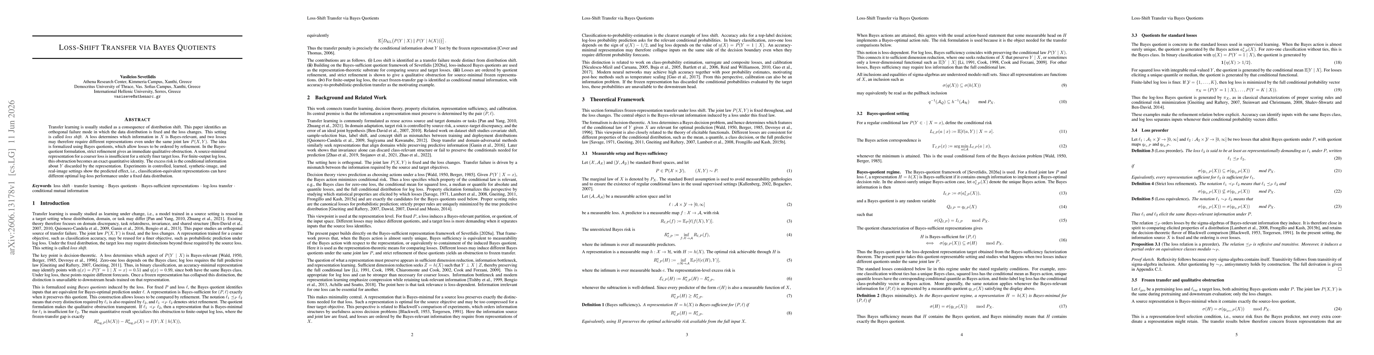 Thumbnail for Loss-Shift Transfer via Bayes Quotients