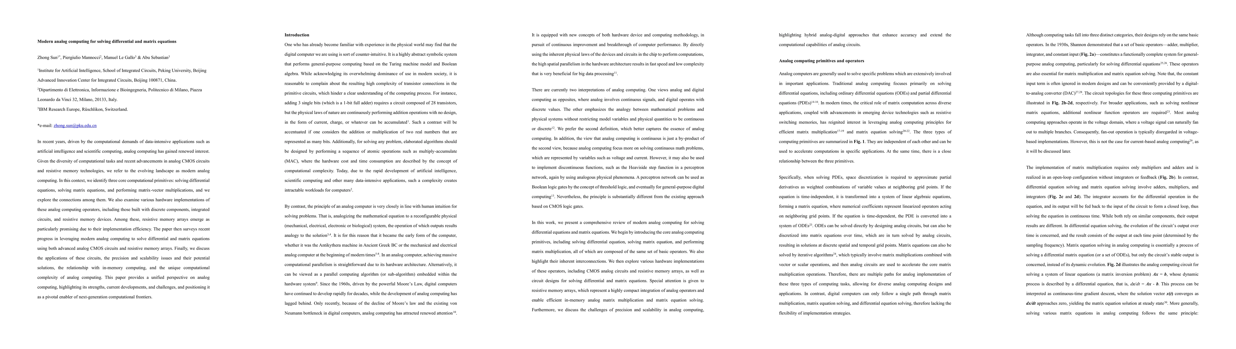 Thumbnail for Modern analog computing for solving differential and matrix equations