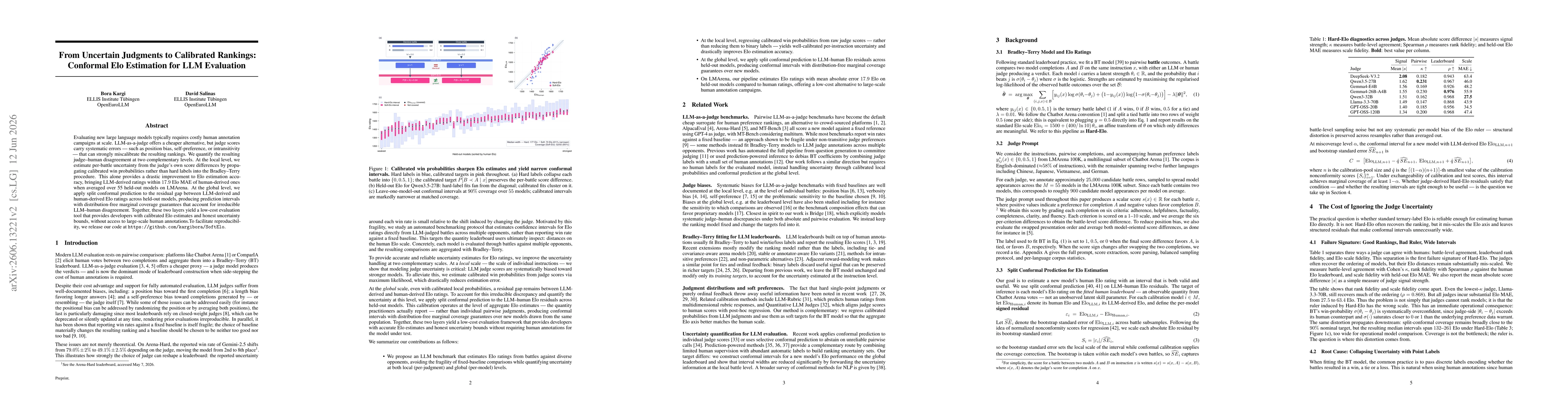 Thumbnail for From Uncertain Judgments to Calibrated Rankings: Conformal Elo Estimation for LLM Evaluation