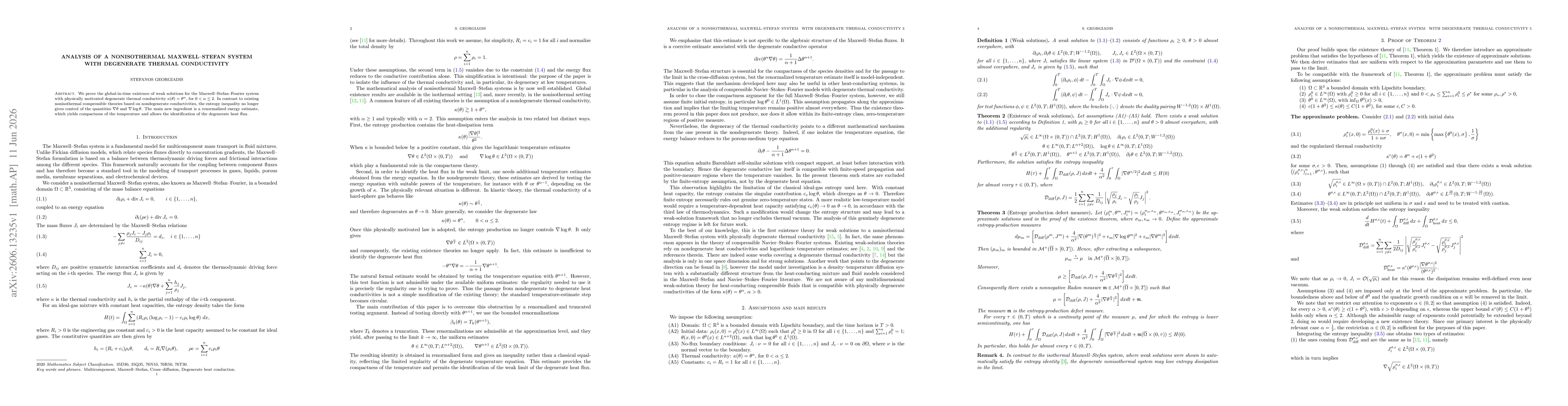Thumbnail for Analysis of a nonisothermal Maxwell--Stefan system with degenerate thermal conductivity